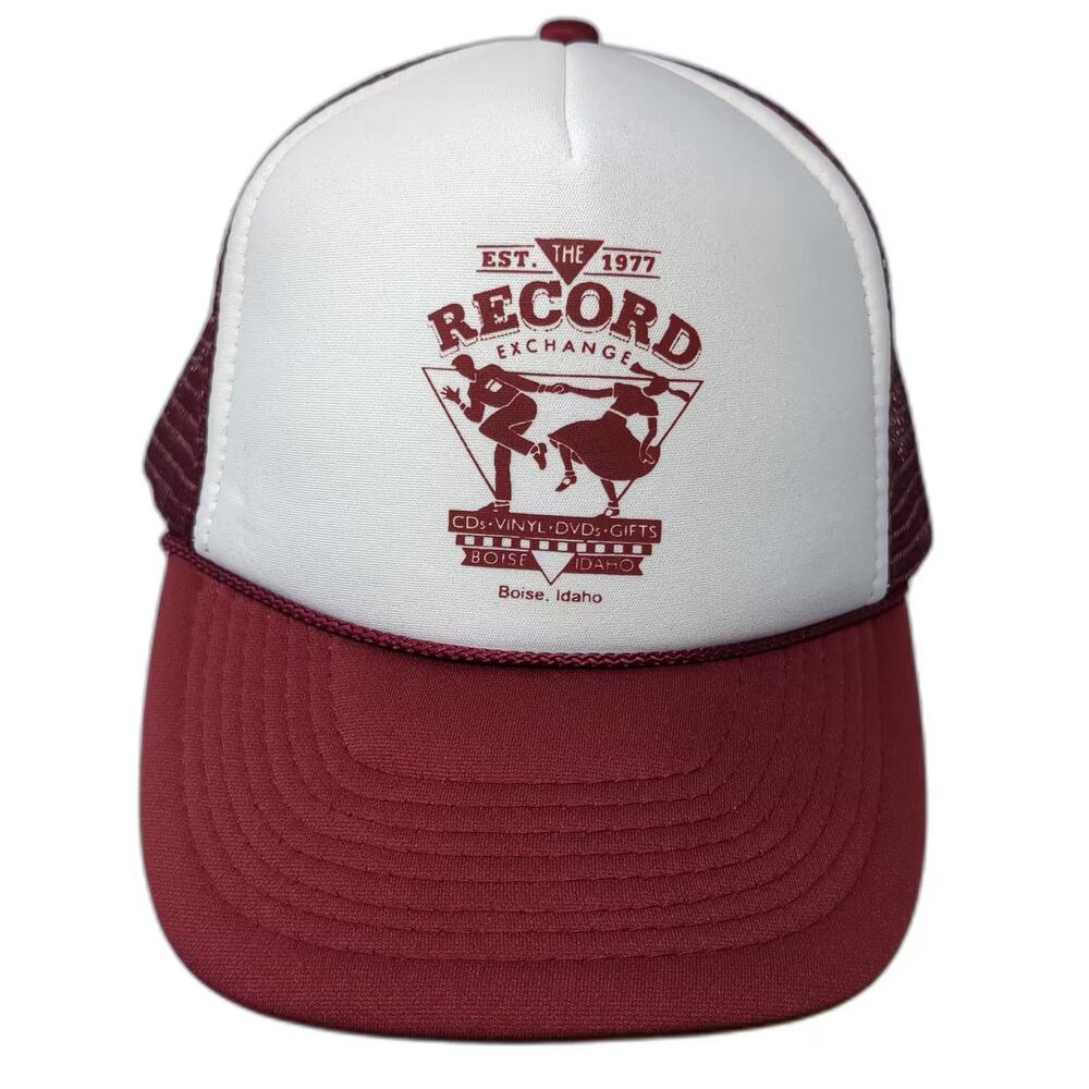 Nissun Trucker Hat Red White One Size Adjustable Boise Idaho Record Exchange